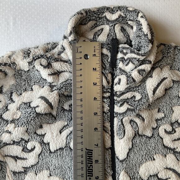 Jason Maxwell Women Jacket Size PS Gray Floral Fleece Long Sleeve Full Zip - Picture 8 of 9